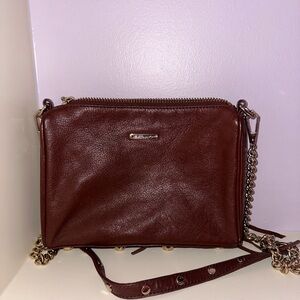 Rebecca Minkoff Mini 5 Zip Brown Leather Crossbody Bag